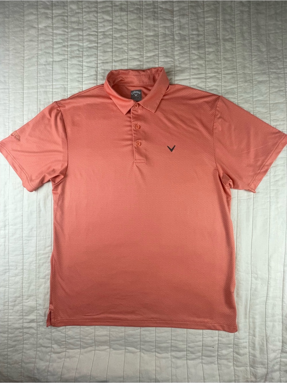 Callaway Men’s Orange Subtle Patterned Performance Golf Polo Shirt Large